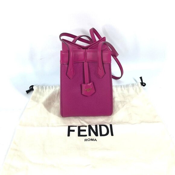 FENDI 8BS083 ORIGAMI MINI Small Shoulder Shoulder Bag Leather purple Unused - Picture 1 of 16